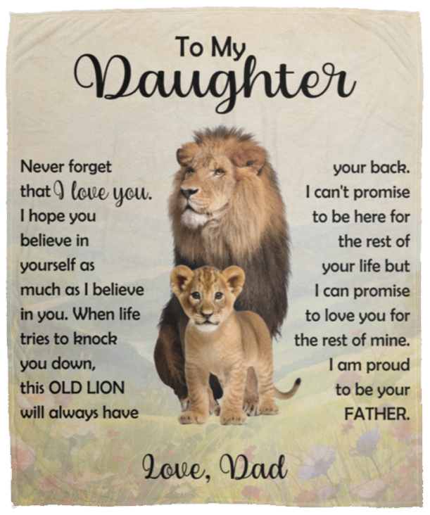 To My Daughter Lion Blanket From Dad