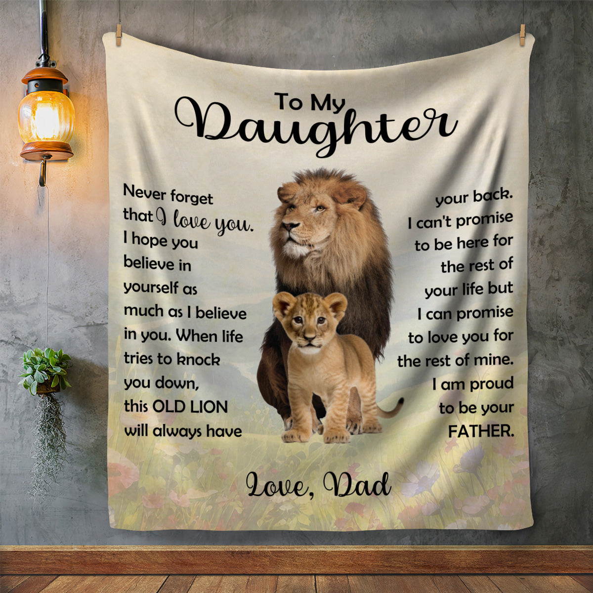 To My Daughter Lion Blanket From Dad