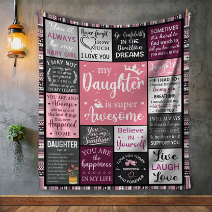 SUPER AWESOME DAUGHTER BLANKET | GIFT FOR DAUGHTER