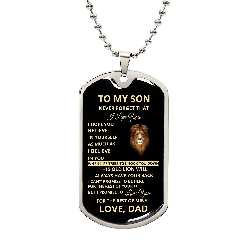 To My Son, I Promise to Love You for the Rest of My Life Dog Tag