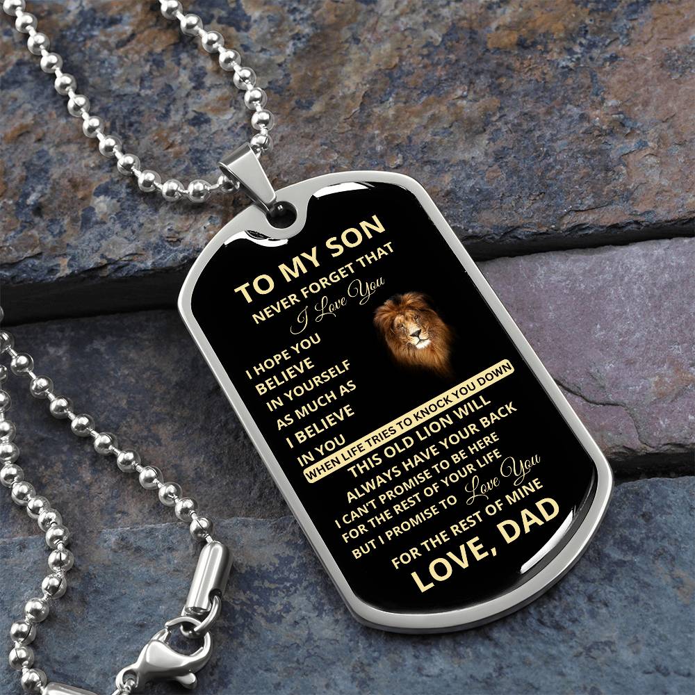 To My Son, I Promise to Love You for the Rest of My Life Dog Tag