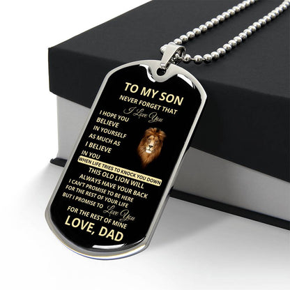 To My Son, I Promise to Love You for the Rest of My Life Dog Tag