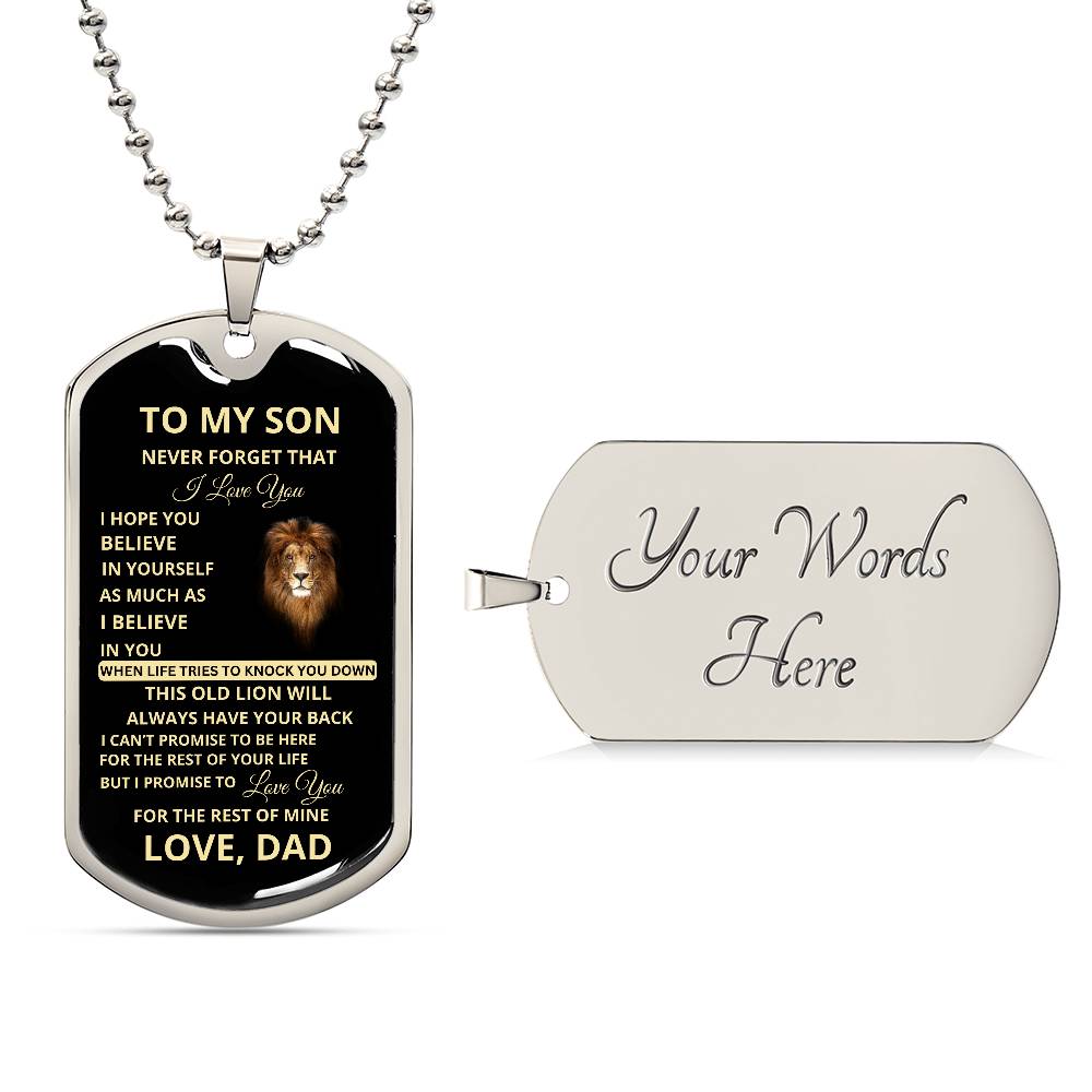 To My Son, I Promise to Love You for the Rest of My Life Dog Tag