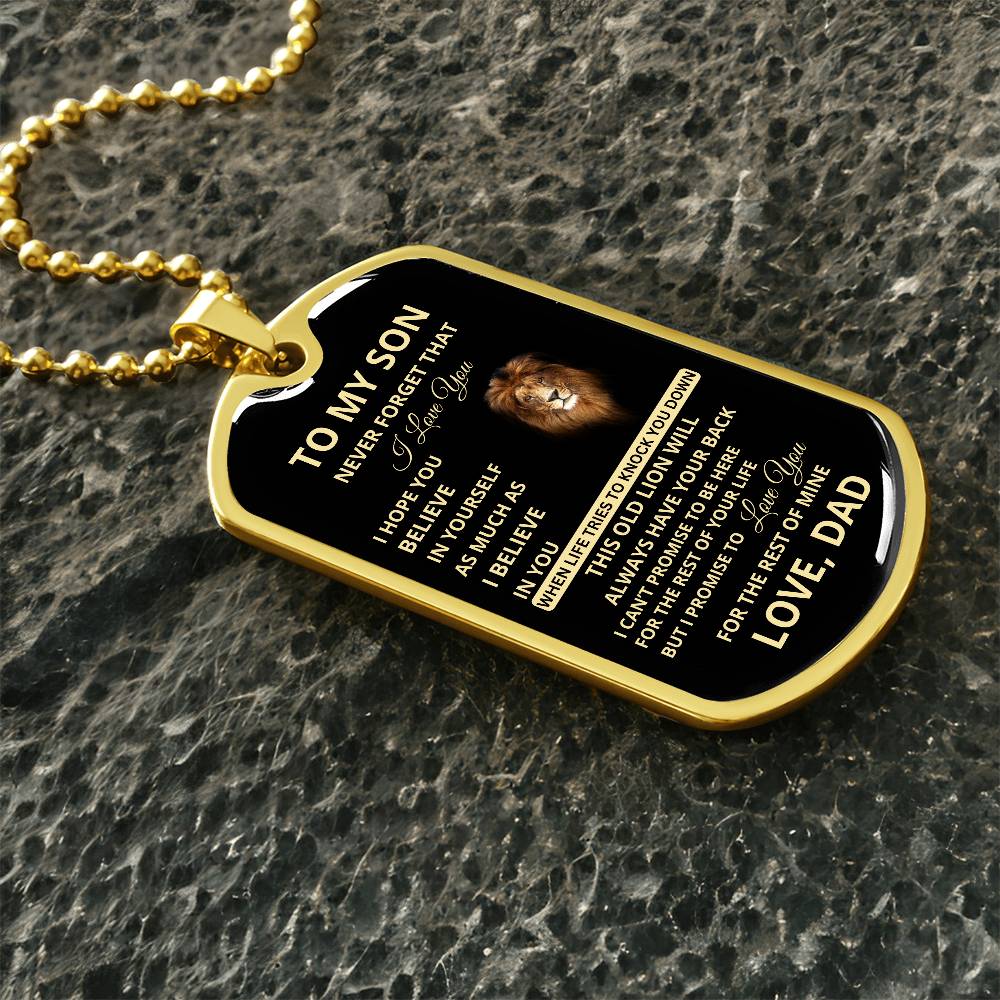 To My Son, I Promise to Love You for the Rest of My Life Dog Tag