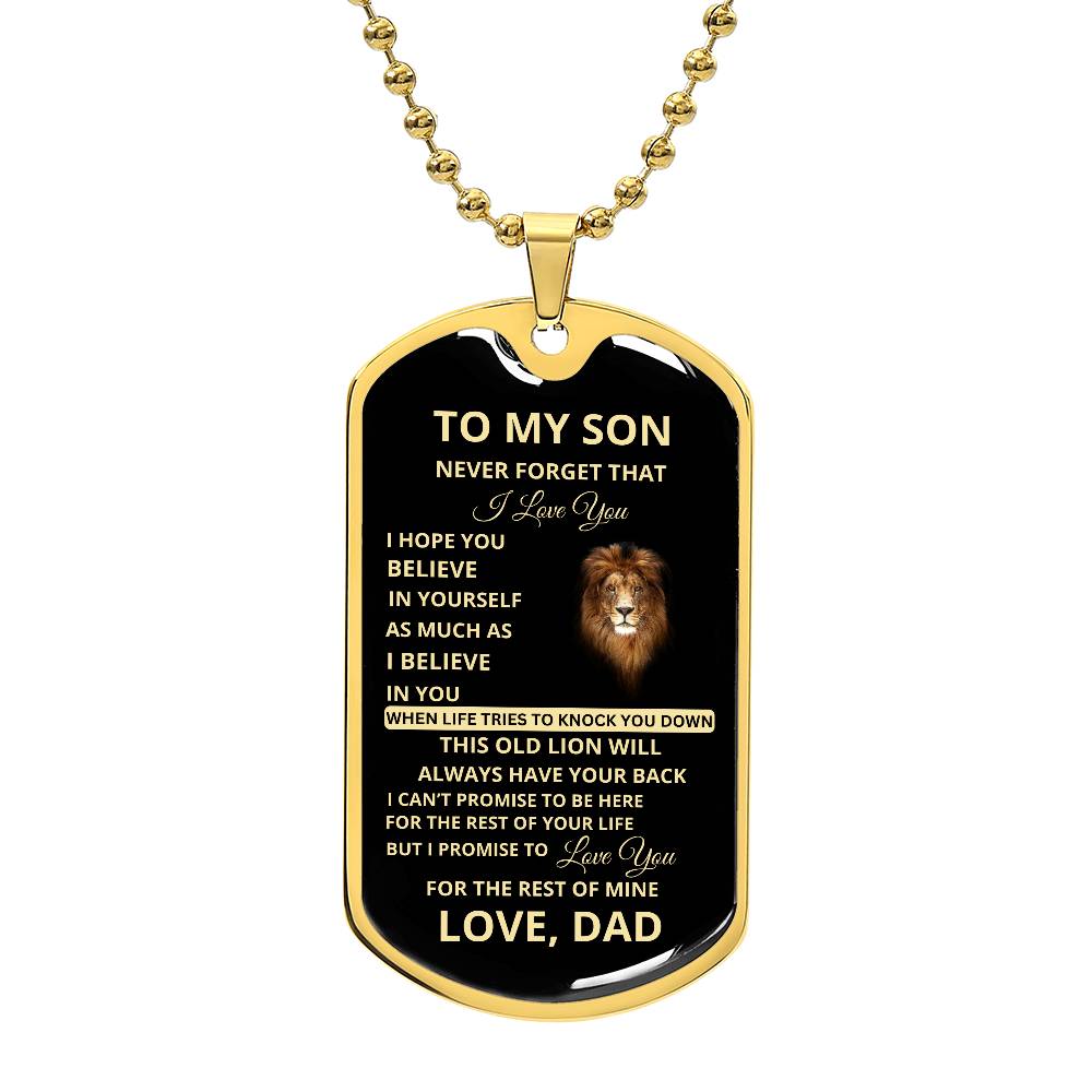 To My Son, I Promise to Love You for the Rest of My Life Dog Tag
