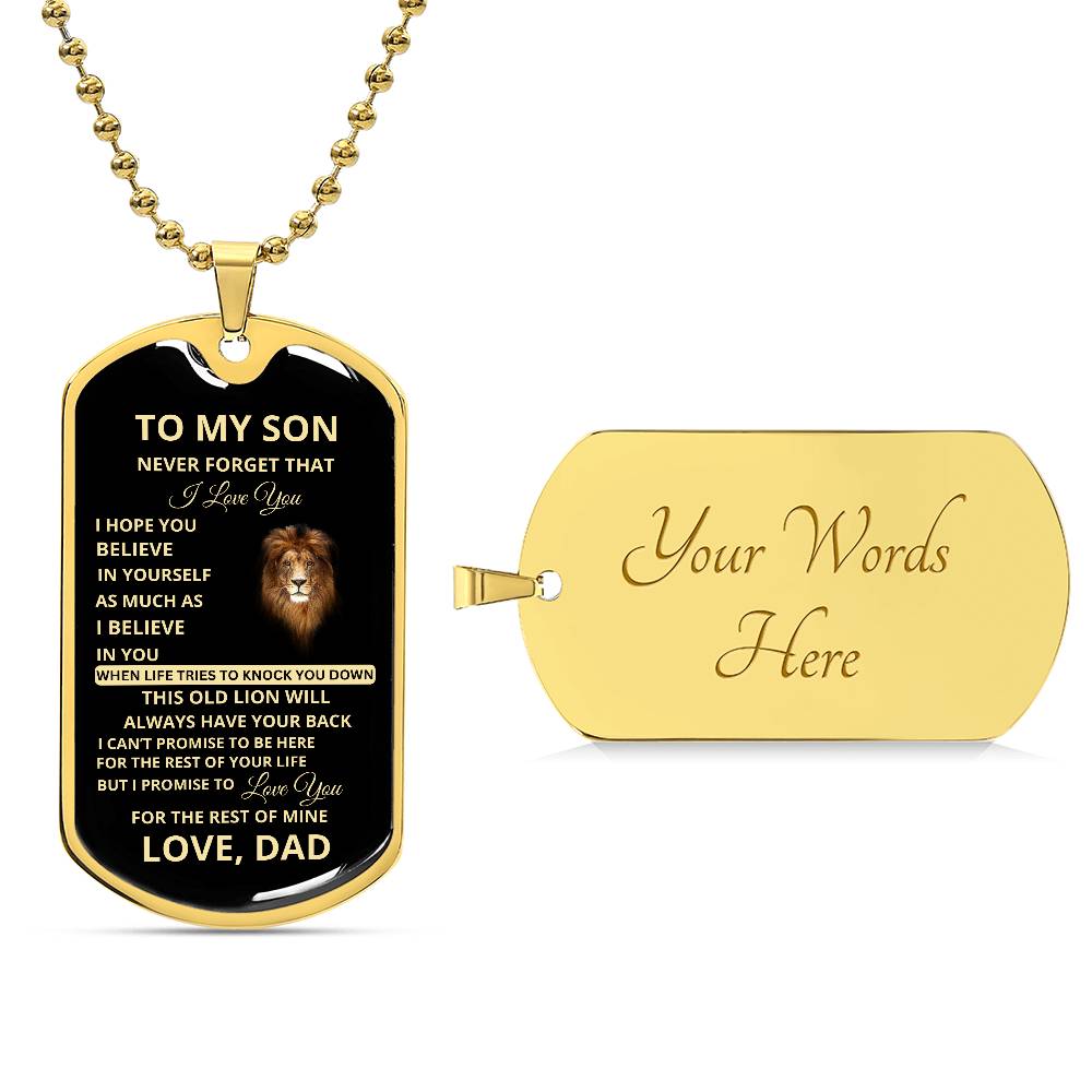 To My Son, I Promise to Love You for the Rest of My Life Dog Tag