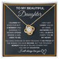 To My Beautiful Daughter Love Knot Necklace