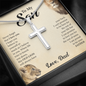 To My Son Cross Necklace - With a Heart Felt Message Card - Lion design