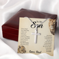 To My Son Cross Necklace - With a Heart Felt Message Card - Lion design