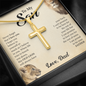 To My Son Cross Necklace - With a Heart Felt Message Card - Lion design