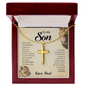 To My Son Cross Necklace - With a Heart Felt Message Card - Lion design