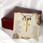 To My Son Cross Necklace - With a Heart Felt Message Card - Lion design
