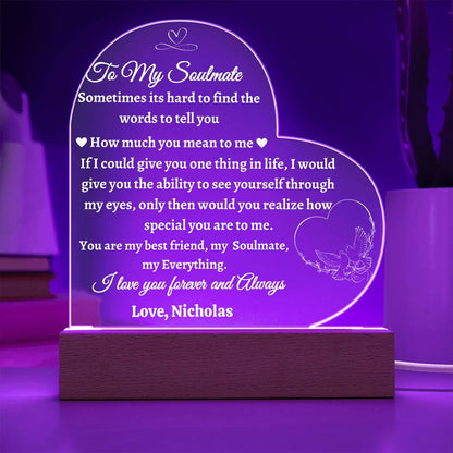 Acrylic Heart Plaque Gift for Soulmate | Gift for Her | Gift for Him | To My Soulmate Gift | Anniversary Gift | Wedding Gift | Gift for Partner