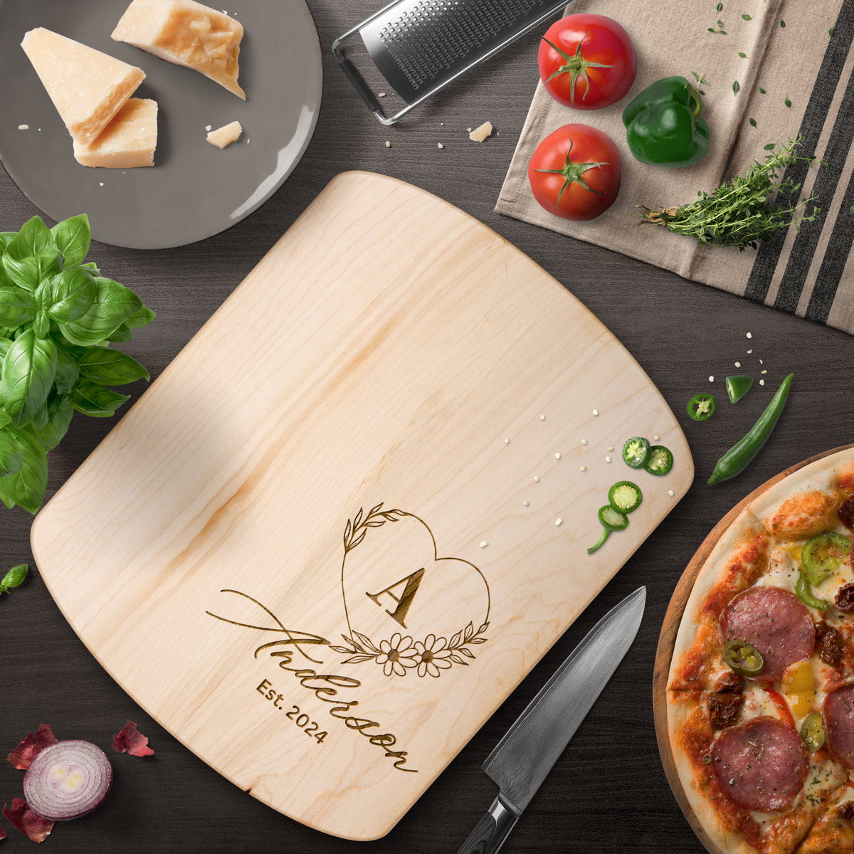 Personalized Engraved Hardwood Oval Cutting Board